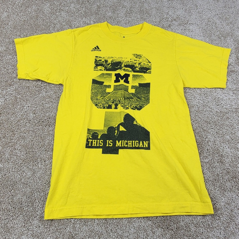 Adidas Michigan Wolverines Football 2013 Yellow Graphic T Shirt Men's Small